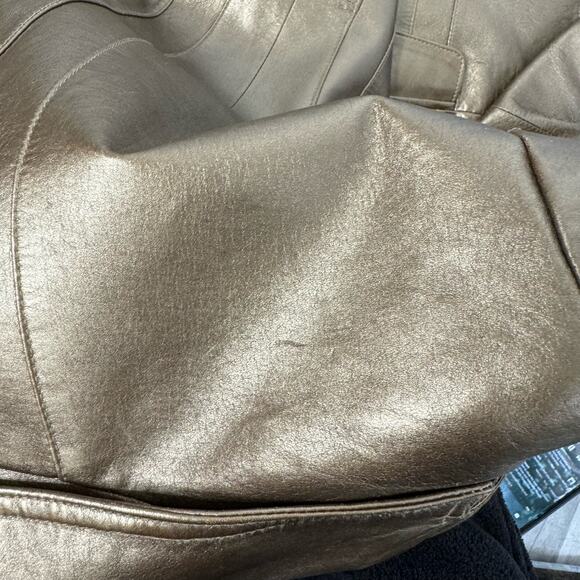 Bronze Metallic Leather Blazer Jacket One Button Size Medium - Picture 11 of 12